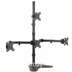 Quad 13 to 24 inch LCD Monitor Mount, Freestanding Desk Stand, 3 Plus 1