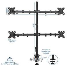Quad 13 to 30 inch LCD Monitor Desk Mount, Fully Adjustable Stand Quad Mount