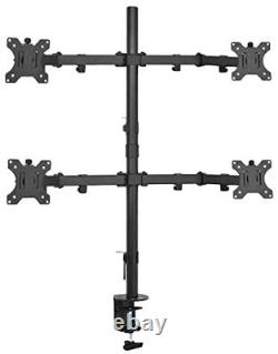 Quad 13 to 30 inch LCD Monitor Desk Mount, Fully Adjustable Stand with Tilt
