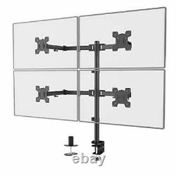 Quad LCD Monitor Desk Mount Fully Adjustable Stand Fits 4 Quad Arm- Standing