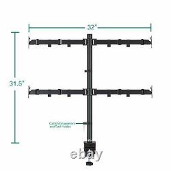 Quad LCD Monitor Desk Mount Fully Adjustable Stand Fits 4 Screens up to 27 inch