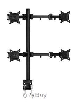 Quad LCD Monitor Desk Mount Stand Heavy Duty Fully Adjustable 4 Screens upto 27