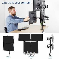 Quad LCD Monitor Fully Adjustable Desk Mount Stand For 4 Screens 17 to 32