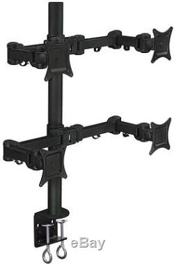 Quad Monitor Desk Arm Mount 4 LCD Screens Swivel Stand Clamp Articulating 27