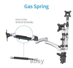 SHOPPINGALL Fully Adjustable Dual Gas Spring LCD Monitor Desk Mount Stand with 3