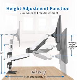 SHOPPINGALL Fully Adjustable Dual Gas Spring LCD Monitor Mount Stand White