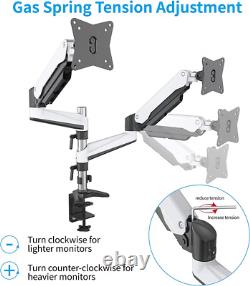 SHOPPINGALL Fully Adjustable Dual Gas Spring LCD Monitor Mount Stand White