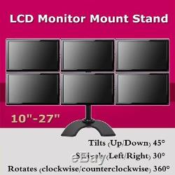 Six Arms 10''-27 Computer Monitor Mount Desk Stand Screen LCD LED TV Bracket