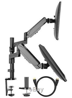Stand Dual Arm Monitor Full Motion for Two 17 to 32 inch LCD Computer Screens