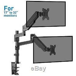 Stand Dual Arm Monitor Full Motion for Two 17 to 32 inch LCD Computer Screens
