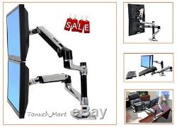 Standing Dual Monitor Arms Stacking LCD Computer Laptop Supplies Desk Workspace