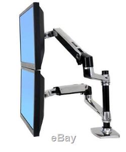 Standing Dual Monitor Arms Stacking LCD Computer Laptop Supplies Desk Workspace