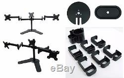 Triple Freestanding LCD Monitor Stand Desk Mount Adjustable Arm 3 Screens 13-27
