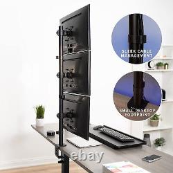 Triple LCD Monitor Desk Stand, Desktop Mount, Stacked Vertical 3 Screens up to