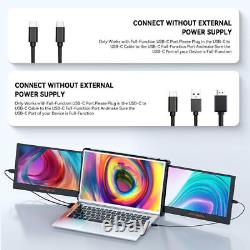 Triple Laptop Screen Extender Dual Portable Monitor Folding Display 1080P +Stand