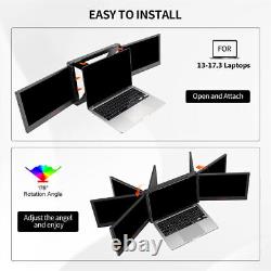 Triple Laptop Screen Extender Dual Portable Monitor Folding Display 1080P +Stand