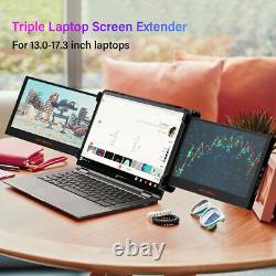 Triple Laptop Screen Extender Dual Portable Monitor Folding Display 1080P +Stand