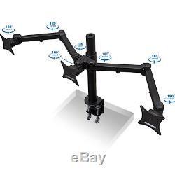 Triple Monitor Arm Desk Table Computer Mount Stand 3 LCD Fully Adjustable to 24