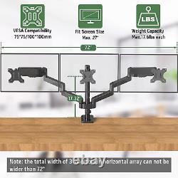 Triple Monitor Mount, 3 Monitor Desk Stand for Three Flat/Curved Computer Screen
