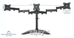 Triple Monitor Mount Fully Adjustable Desk Free Stand for 3 LCD Screens upto 27