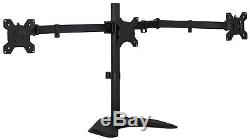 Triple Monitor Stand Freestanding LCD Computer Screen Desk Mount 66 Lbs Capacity