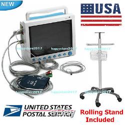 US Portable 12.1 LCD 6 Parameters ICU Patient Monitor CMS8000+Rolling Stand
