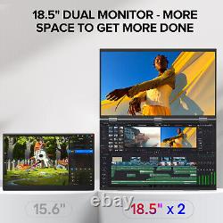 Used 18.5 Dual Portable Monitor Folding Display 1080P withIntegrated Stand &VESA