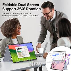 Used 18.5 Dual Portable Monitor Folding Display 1080P withIntegrated Stand &VESA