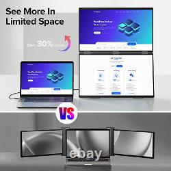 Used 18.5 Dual Portable Monitor Folding Display 1080P withIntegrated Stand &VESA