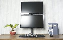 VIVO Dual LCD Monitor Desk Stand Free Standing Vertical 2 Screens up to 27 B
