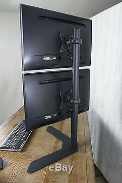 VIVO Dual LCD Monitor Desk Stand Free Standing Vertical 2 Screens up to 27 B