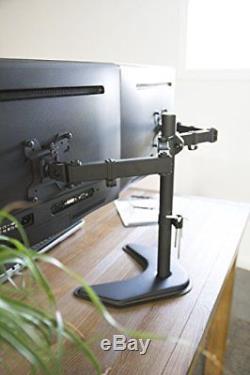 VIVO Dual LCD Monitor Free Standing Desk Mount with Optional Bolt-through Gromme
