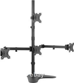 VIVO Quad 13 to 24 inch LCD Monitor Mount, Freestanding Desk Stand, 3 Black