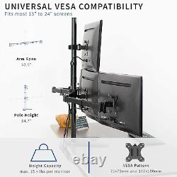 VIVO Quad 13 to 24 inch LCD Monitor Mount, Freestanding Desk Stand, 3 Plus 1 4
