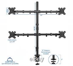 VIVO Quad LCD Monitor Desk Mount Stand Heavy Duty Fully Adjustable fits 4 /Four