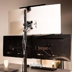 VIVO Triple LCD LED Computer Monitor Desk Stand, Free Standing Heavy Black