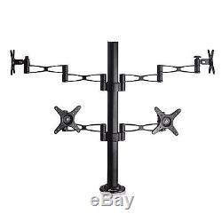 Vemount Quad LCD Monitor Desk Mount Stand Heavy Duty Fully Adjustable Fits 4 for