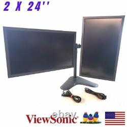 ViewSonic VA2452S Matching Dual 2x 24 LCD Monitors FHD (Grade A) +Stand + HDMI