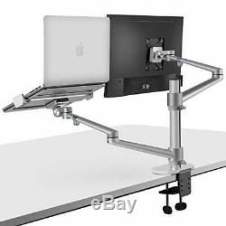 Viozon Monitor Laptop Mount 2in1 Adjustable Dual Arm Desk Mount Tray Stand LCD
