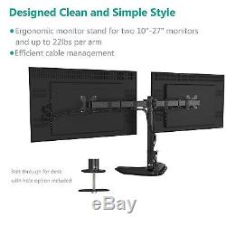 WALI Dual LCD Monitor Mount Free Standing Fully Adjustable Desk Fits Two Scre