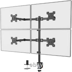WALI Quad LCD Monitor Desk Mount Fully Adjustable Stand Fits 4 Screens up to 27