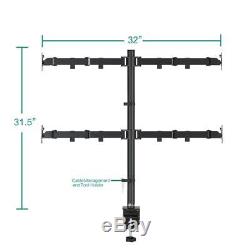 WALI Quad LCD Monitor Desk Mount Fully Adjustable Stand Fits Four Screens up