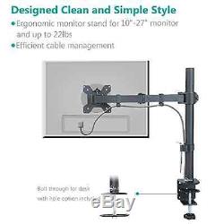 WALI Single LCD Monitor Desk Mount Stand Fully Adjustable Fits One Screen Sturdy