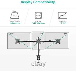 WALI Triple LCD Monitor Desk Mount Fully Adjustable Horizontal Stand Fits 3 Scre