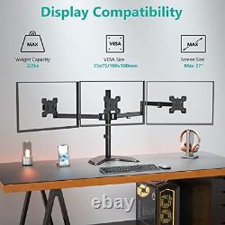 WALI Triple Monitor Stand, Free Standing Three LCD 18 inch Tall, Black