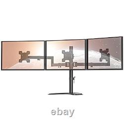 WALI Triple Monitor Stand, Free Standing Three LCD 18 inch Tall, Black
