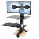 WorkFit-S Sit-Stand Workstation withWorksurface, Dual LCD Monitors, Aluminum/Black