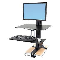 Workfit-S Sit-Stand Workstation Withworksurface, Lcd Hd Monitor, Aluminum/black